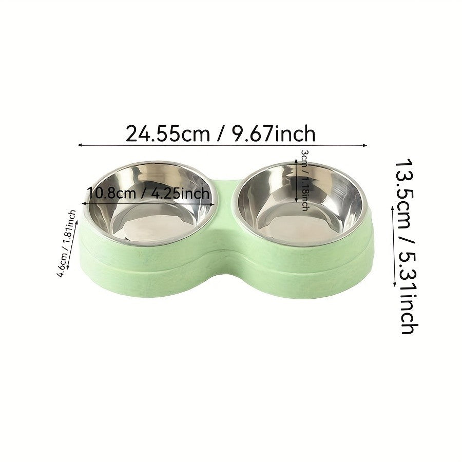 1 tigela dupla de aço inoxidável para cães e gatos