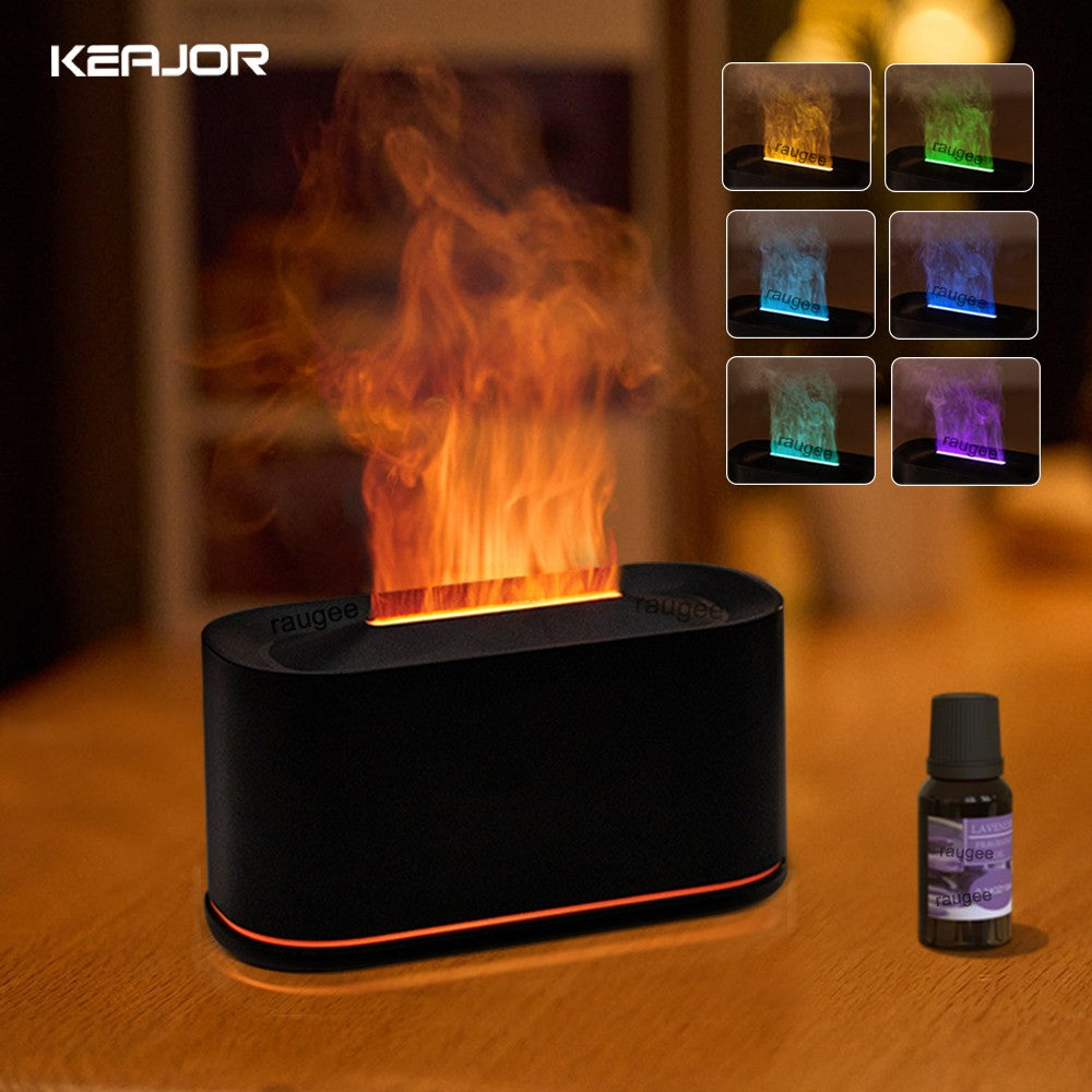 Umidificador Difusor De Aromas Com Efeito Chama LED