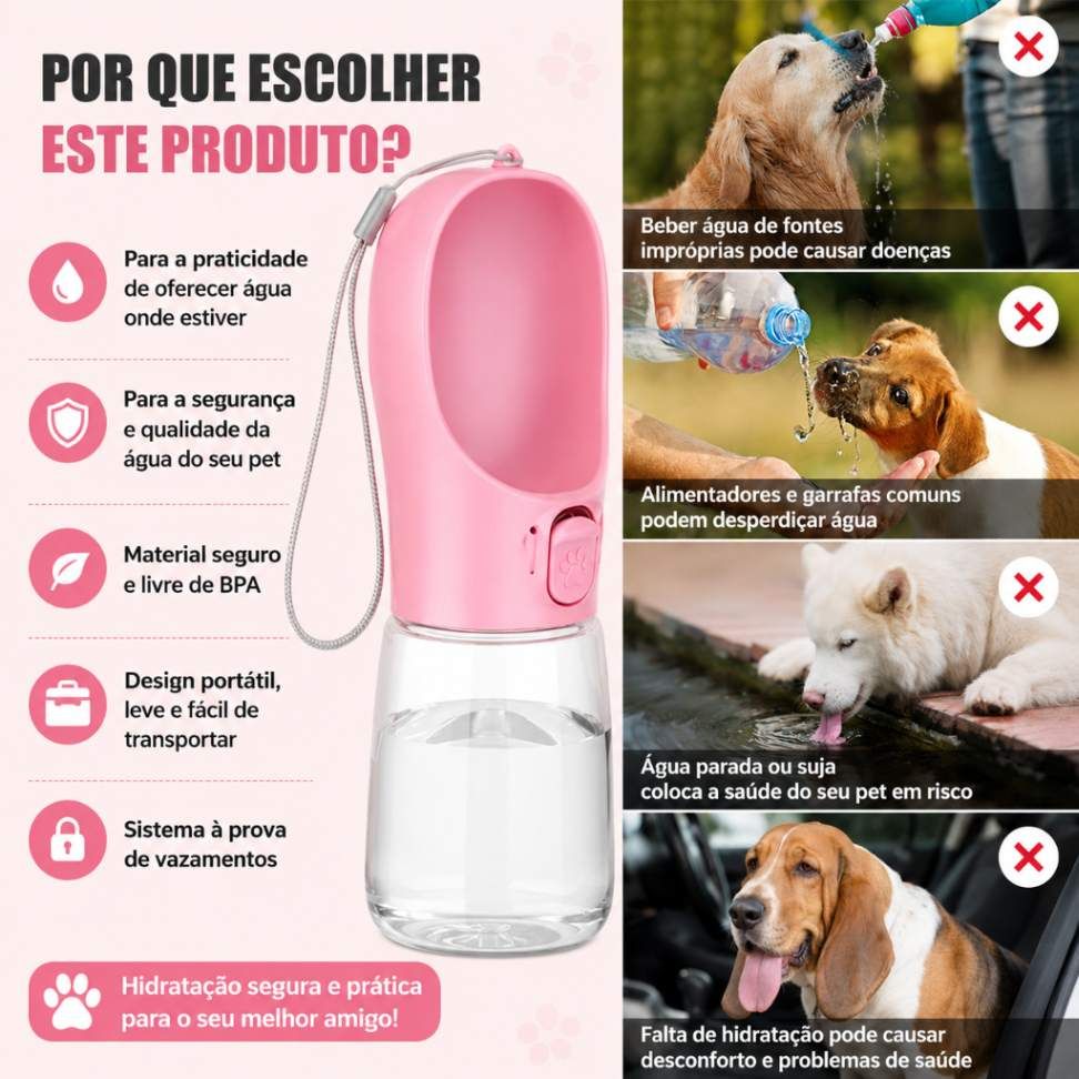 Garrafa de Água para Cães e Gatos
