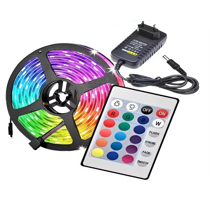 Fita LED RGB 5 Metros Com Controle Remoto