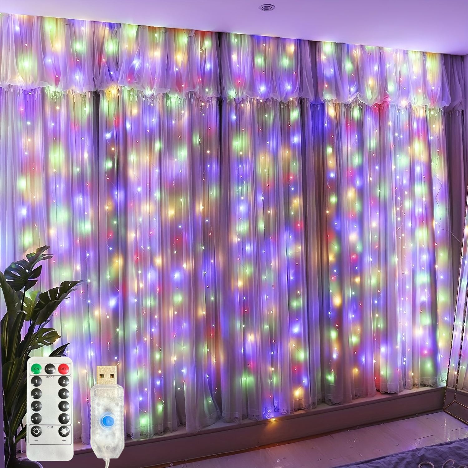 Cortina De Luz LED Decorativa Com Controle Remoto