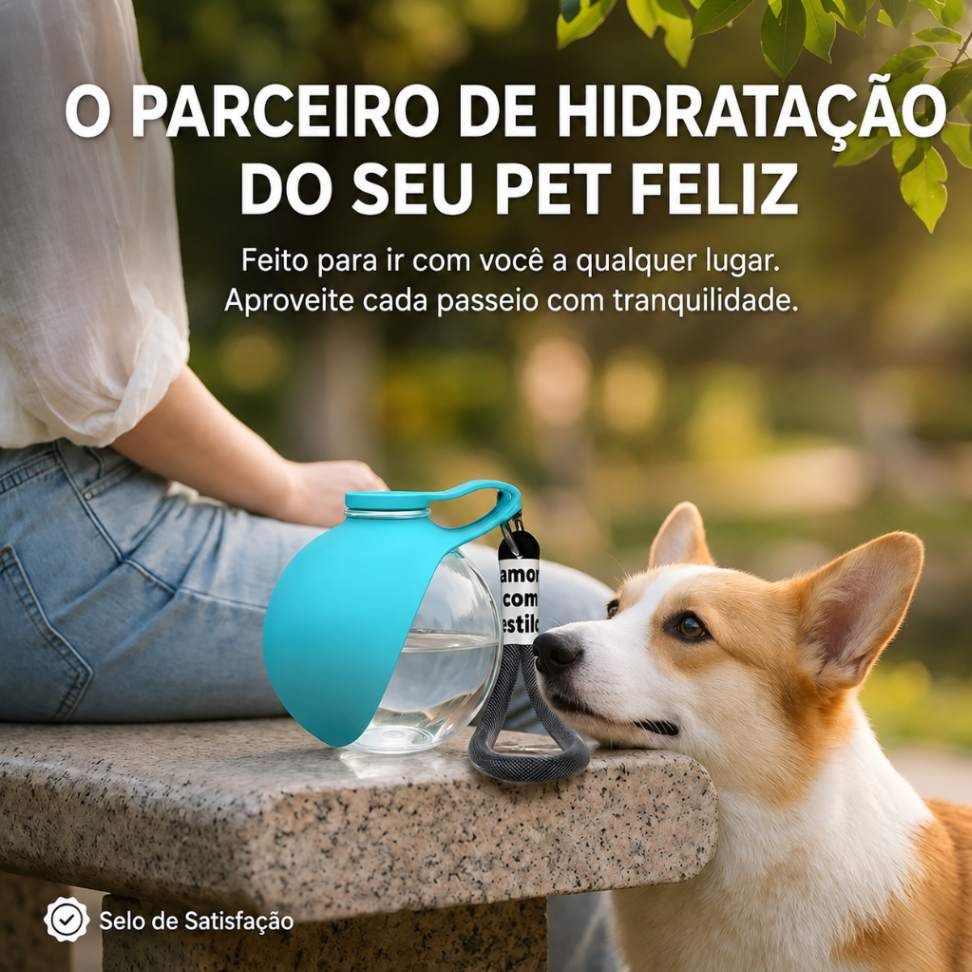 Garrafa Portátil de Água Plástica para Cães 285ml.