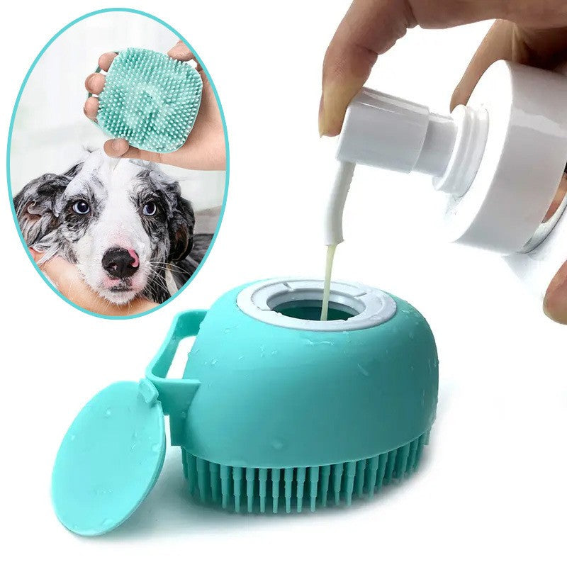 Luva de Silicone para Banho Pet com Escova Massageadora para Cães e Gatos