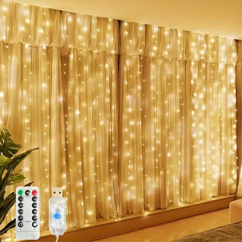 Cortina De Luz LED Decorativa Com Controle Remoto