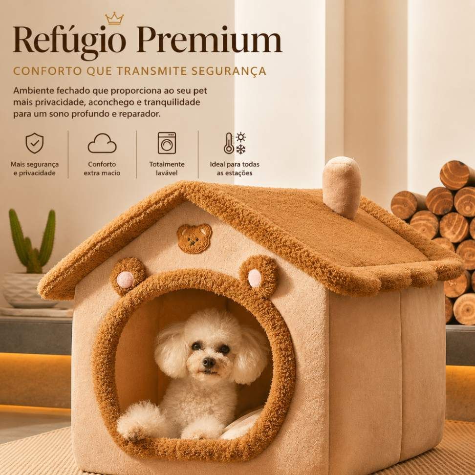 Cama Casinha Premium para Cães e Gatos – Super Macia e Lavável