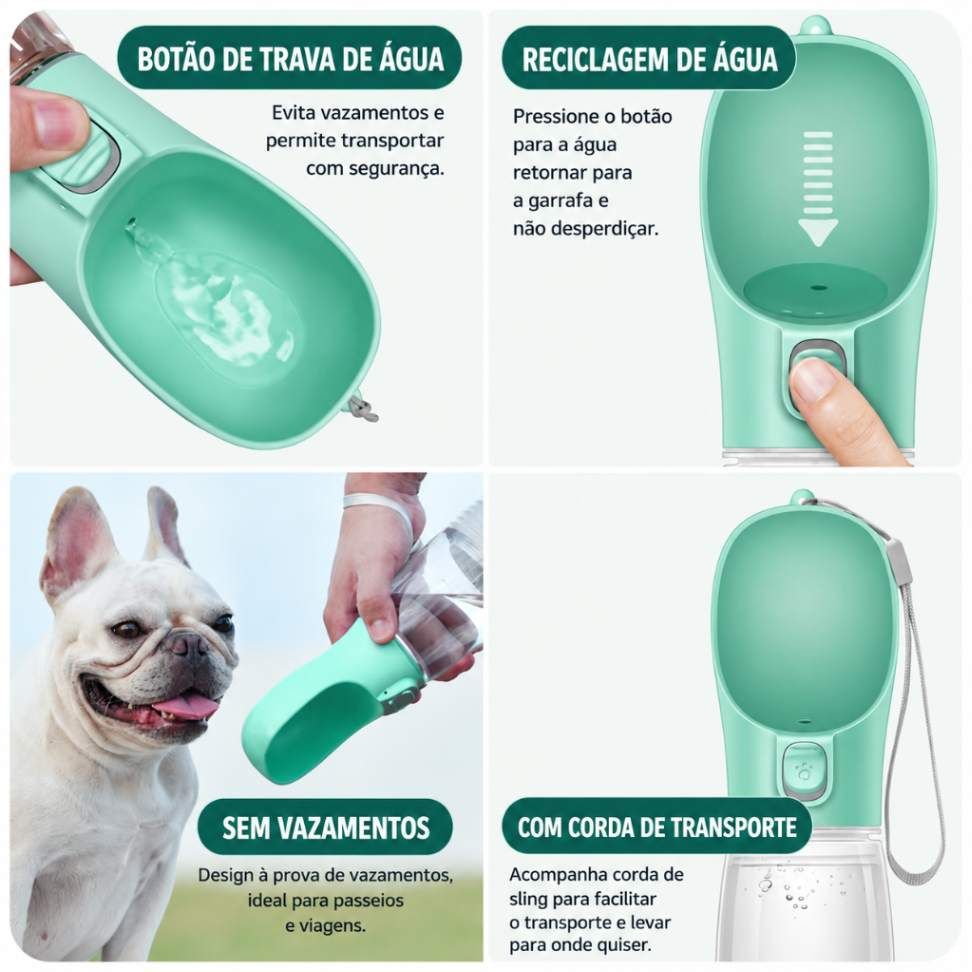 Garrafa de Água para Cães e Gatos