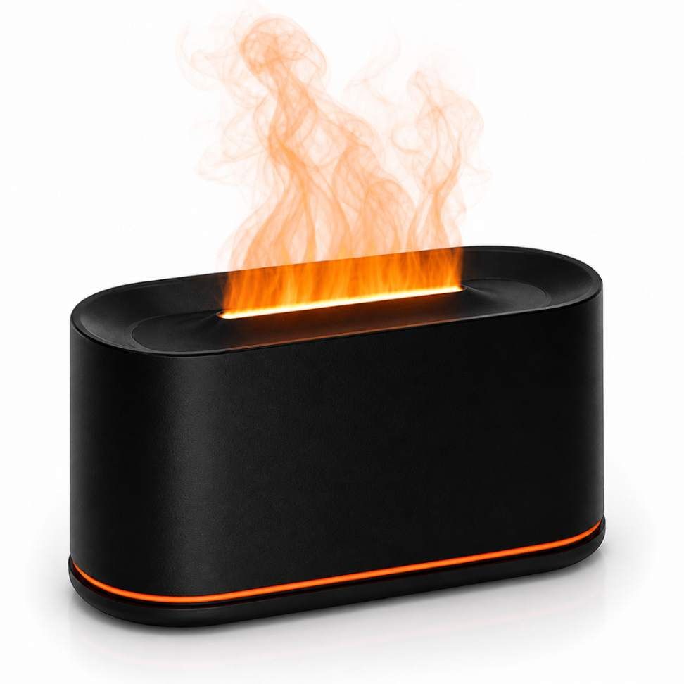Umidificador Difusor De Aromas Com Efeito Chama LED