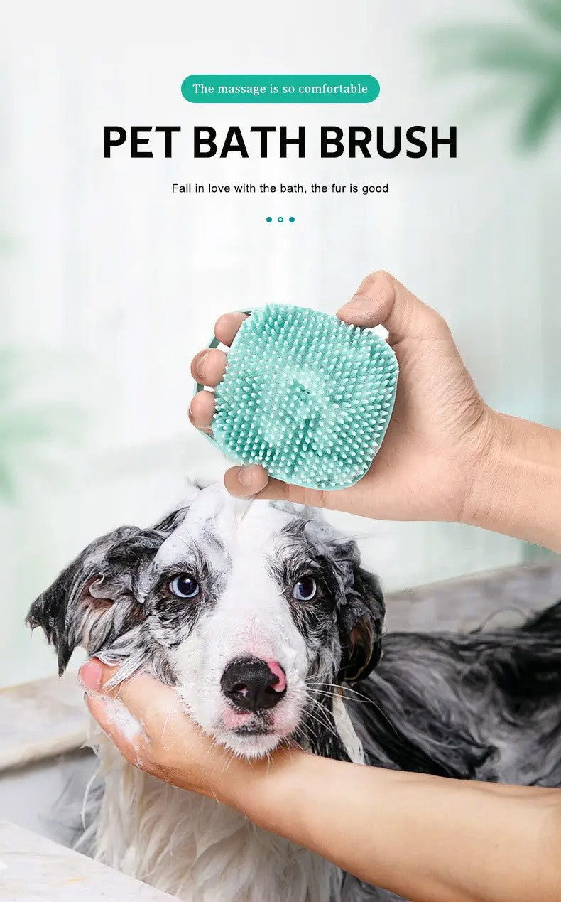 Luva de Silicone para Banho Pet com Escova Massageadora para Cães e Gatos