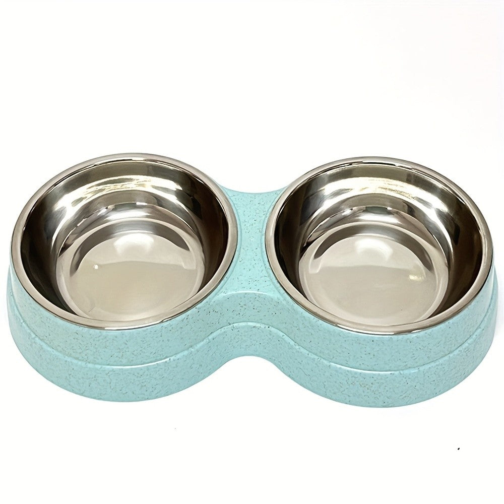 1 tigela dupla de aço inoxidável para cães e gatos