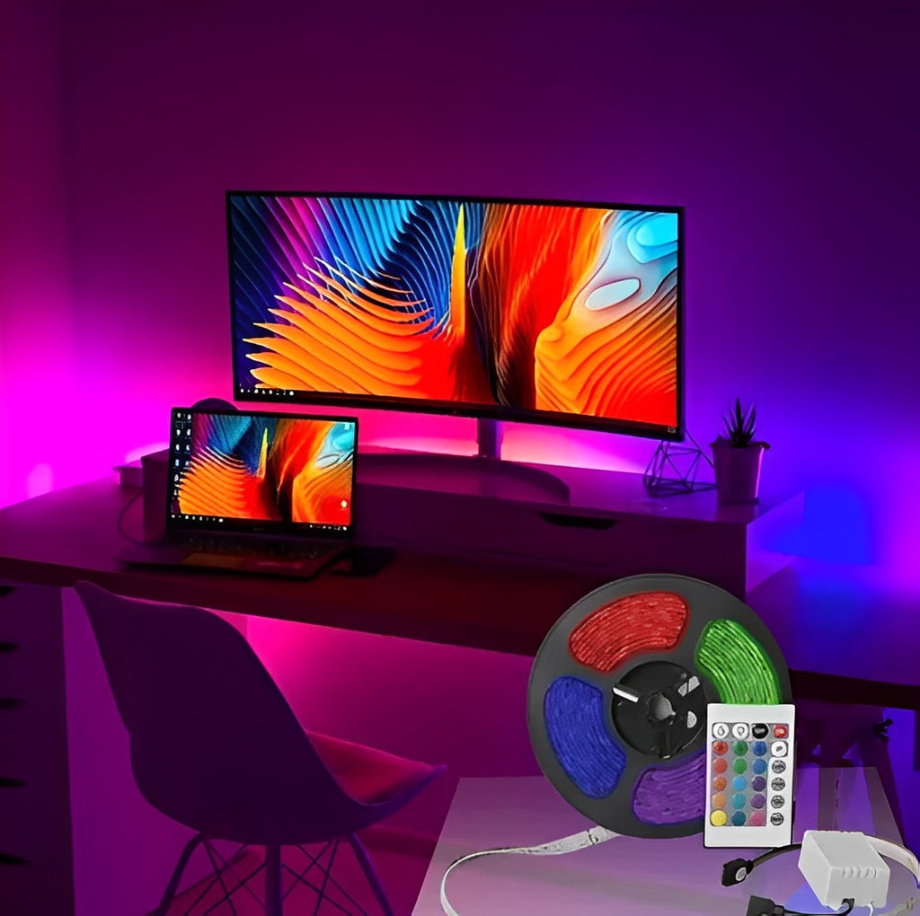 Fita LED RGB 5 Metros Com Controle Remoto