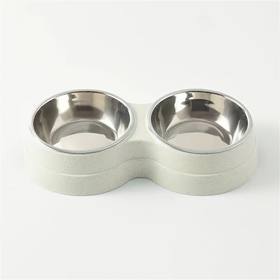 1 tigela dupla de aço inoxidável para cães e gatos