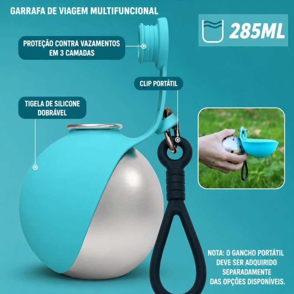 Garrafa de Água 2 em 1 para Cães.