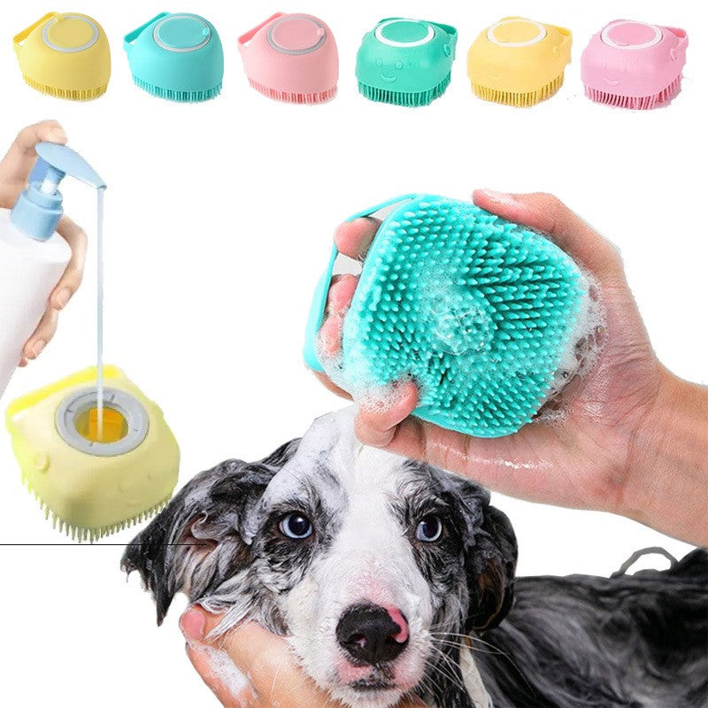 Luva de Silicone para Banho Pet com Escova Massageadora para Cães e Gatos