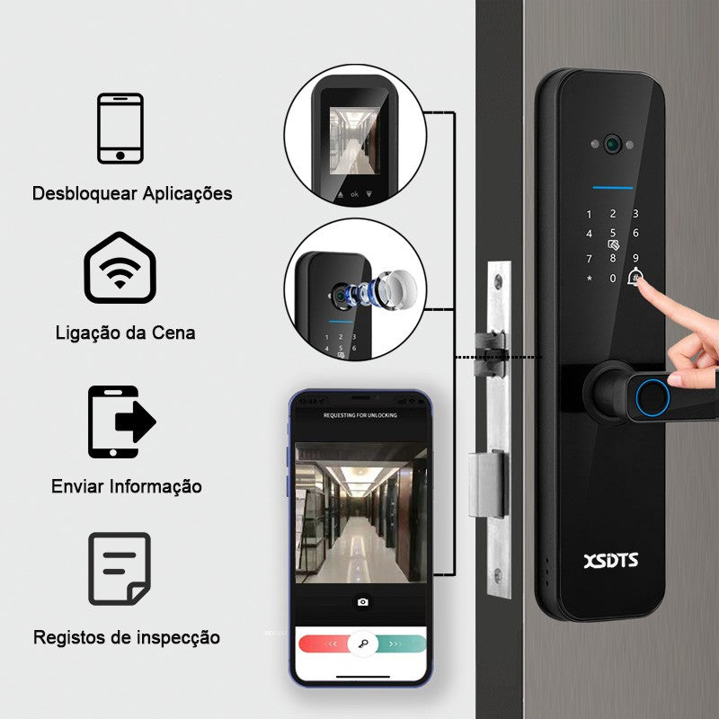 Fechadura Digital Inteligente Com Biometria e Câmera Integrada