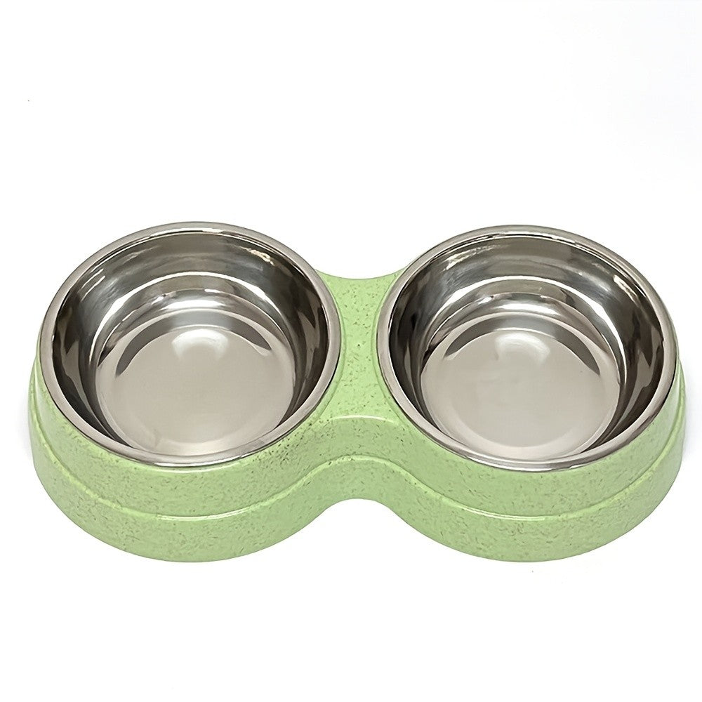 1 tigela dupla de aço inoxidável para cães e gatos