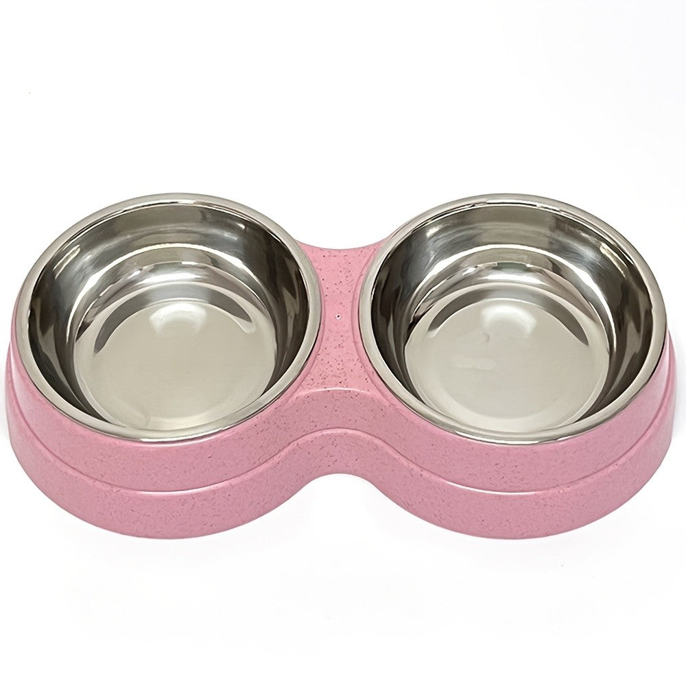 1 tigela dupla de aço inoxidável para cães e gatos