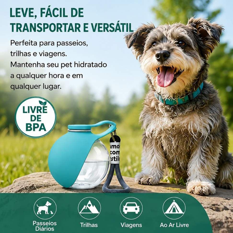 Garrafa Portátil de Água Plástica para Cães 285ml.